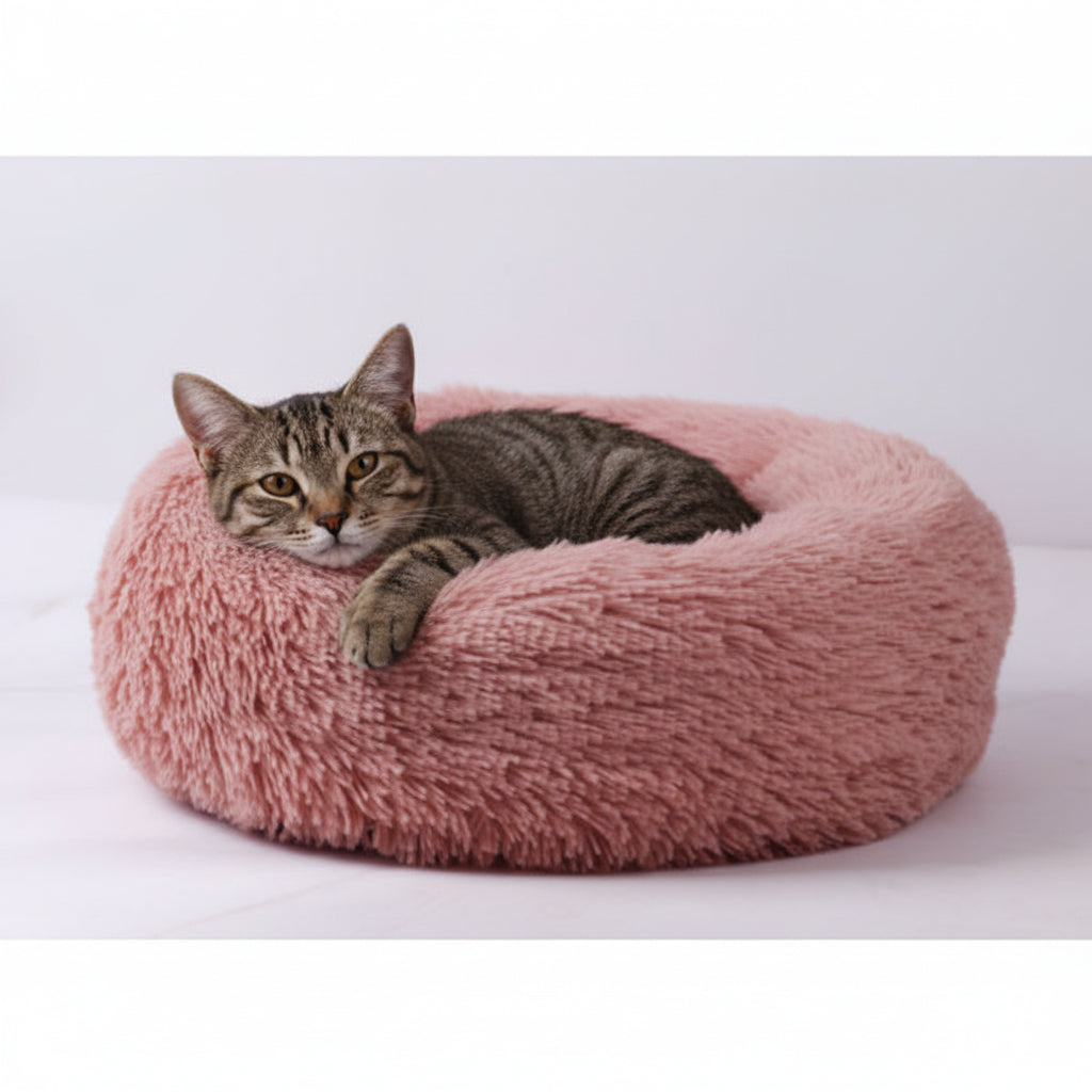 Round Plush Cat Kennel Sleep Donut Bed