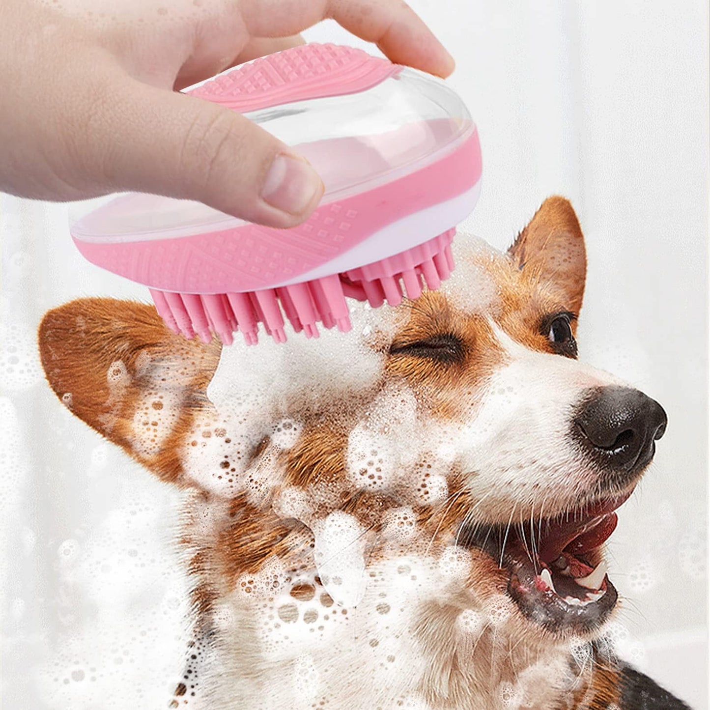 2-in-1 Pet Bath Massage Brush with Shampoo Box