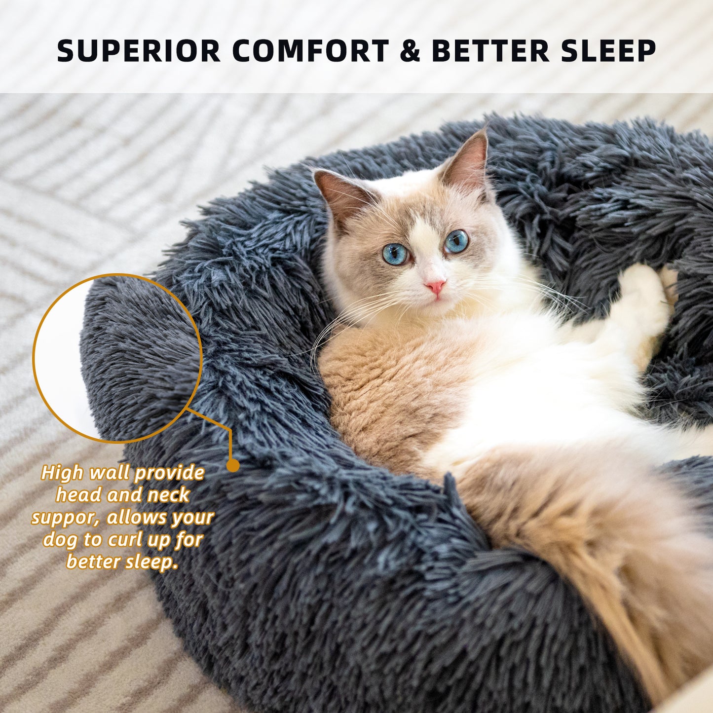 Round Plush Cat Kennel Sleep Donut Bed