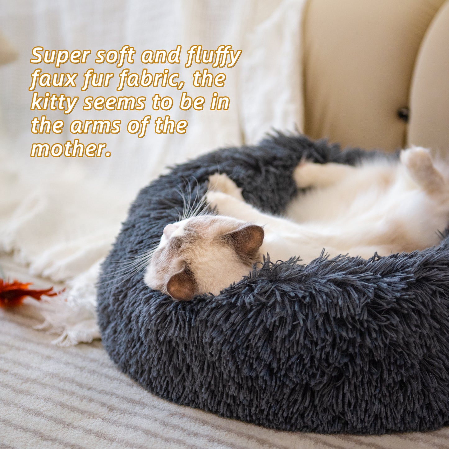 Round Plush Cat Kennel Sleep Donut Bed