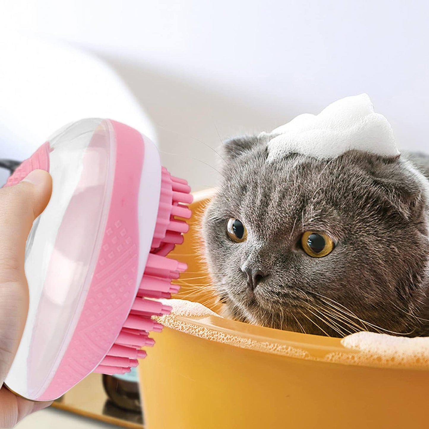 2-in-1 Pet Bath Massage Brush with Shampoo Box