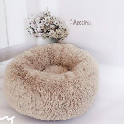 Round Plush Cat Kennel Sleep Donut Bed